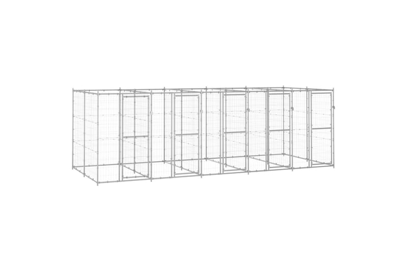 udendørs hundebur 12,1 m² galvaniseret stål - Sølv - Sport & fritid - Til dyrene - Til hund - Hundemøbler