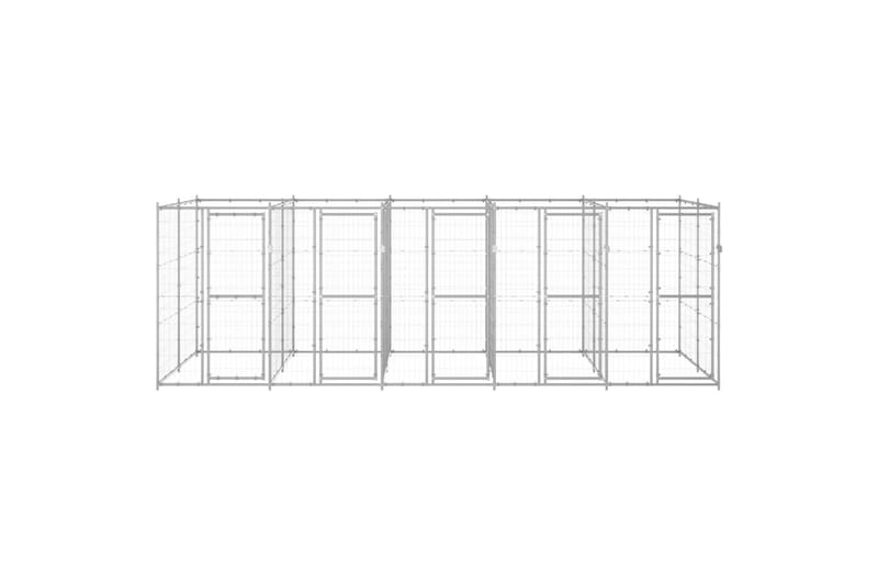udendørs hundebur 12,1 m² galvaniseret stål - Sølv - Sport & fritid - Til dyrene - Til hund - Hundemøbler