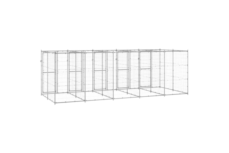 udendørs hundebur 12,1 m² galvaniseret stål - Sølv - Sport & fritid - Til dyrene - Til hund - Hundemøbler