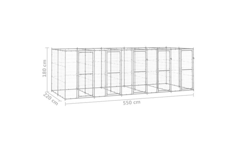 udendørs hundebur 12,1 m² galvaniseret stål - Sølv - Sport & fritid - Til dyrene - Til hund - Hundemøbler