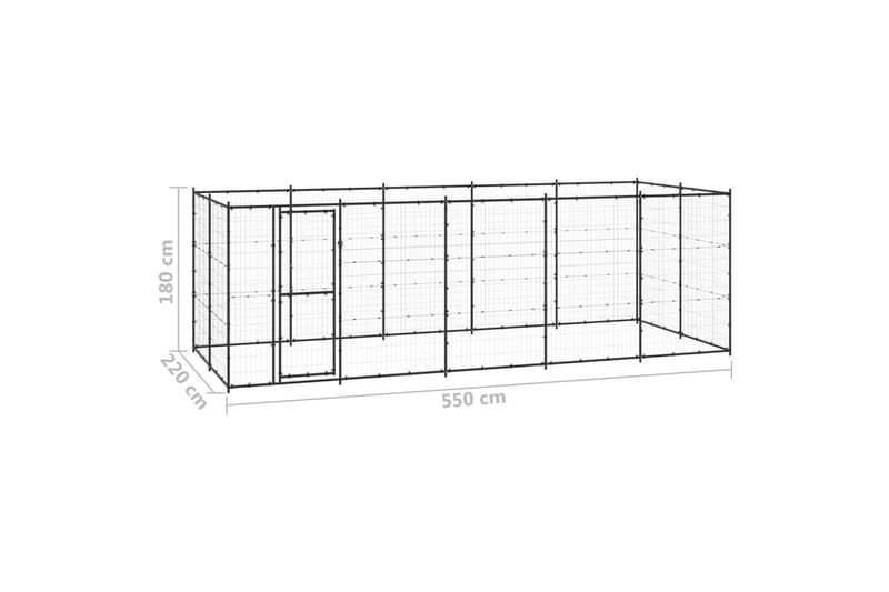 udendørs hundebur 12,1 m² stål - Sort - Sport & fritid - Til dyrene - Til hund - Hundemøbler