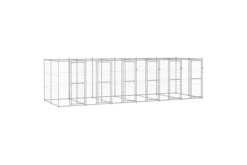 udendørs hundebur 14,52 m² galvaniseret stål - Sølv - Sport & fritid - Til dyrene - Til hund - Hundemøbler