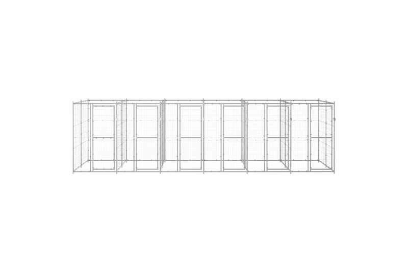 udendørs hundebur 14,52 m² galvaniseret stål - Sølv - Sport & fritid - Til dyrene - Til hund - Hundemøbler