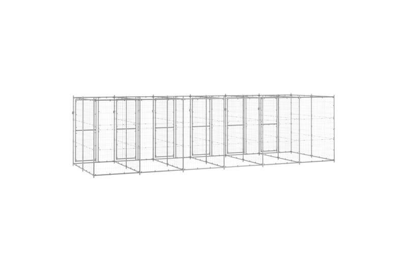 udendørs hundebur 14,52 m² galvaniseret stål - Sølv - Sport & fritid - Til dyrene - Til hund - Hundemøbler