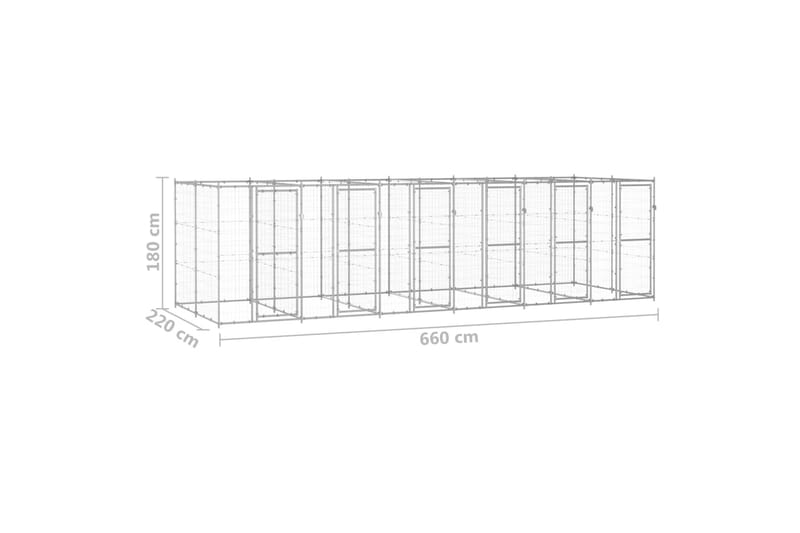 udendørs hundebur 14,52 m² galvaniseret stål - Sølv - Sport & fritid - Til dyrene - Til hund - Hundemøbler