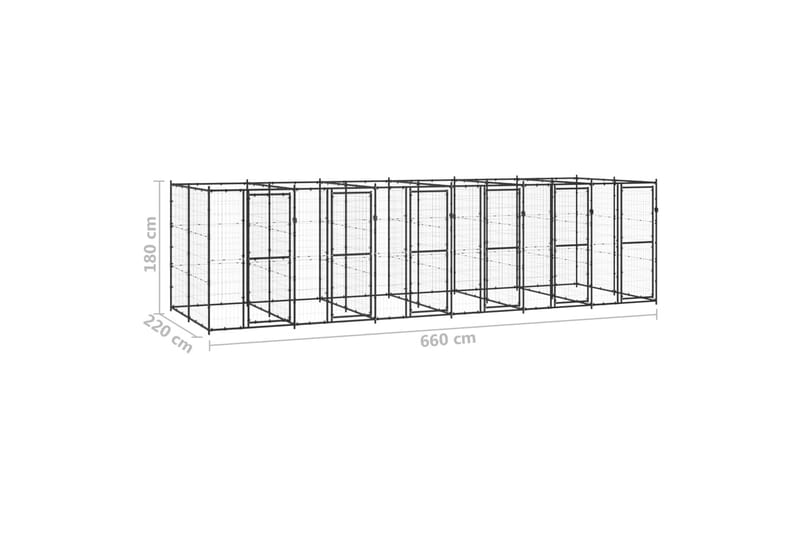 udendørs hundebur 14,52 m² stål - Sort - Sport & fritid - Til dyrene - Til hund - Hundemøbler