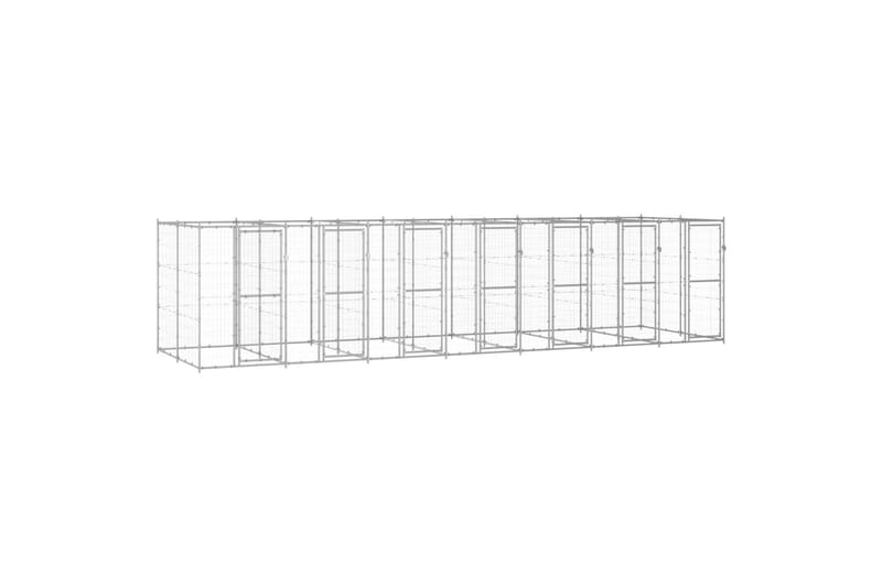 udendørs hundebur 16,94 m² galvaniseret stål - Sølv - Sport & fritid - Til dyrene - Til hund - Hundemøbler