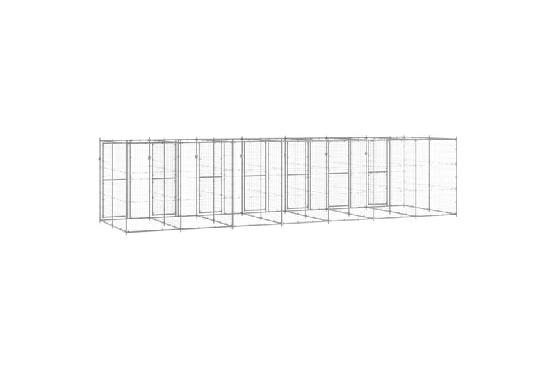 udendørs hundebur 16,94 m² galvaniseret stål - Sølv - Sport & fritid - Til dyrene - Til hund - Hundemøbler