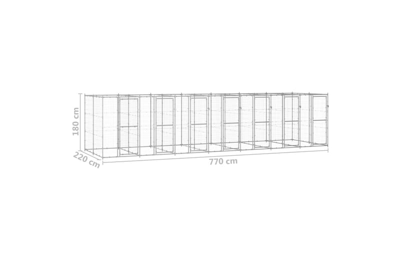 udendørs hundebur 16,94 m² galvaniseret stål - Sølv - Hundemøbler - Hundelåge & hundehegn - Hundehus & hundegård