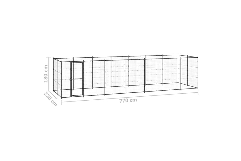 udendørs hundebur 16,94 m² stål - Sort - Sport & fritid - Til dyrene - Til hund - Hundemøbler