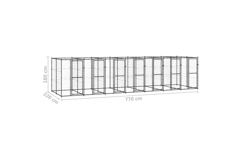 udendørs hundebur 16,94 m² stål - Sort - Sport & fritid - Til dyrene - Til hund - Hundemøbler