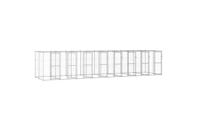 udendørs hundebur 19,36 m² galvaniseret stål - Sølv - Sport & fritid - Til dyrene - Til hund - Hundemøbler