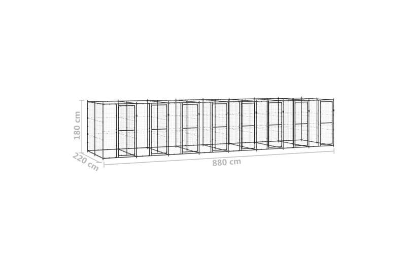 udendørs hundebur 19,36 m² stål - Sort - Hundemøbler - Hundelåge & hundehegn - Hundehus & hundegård