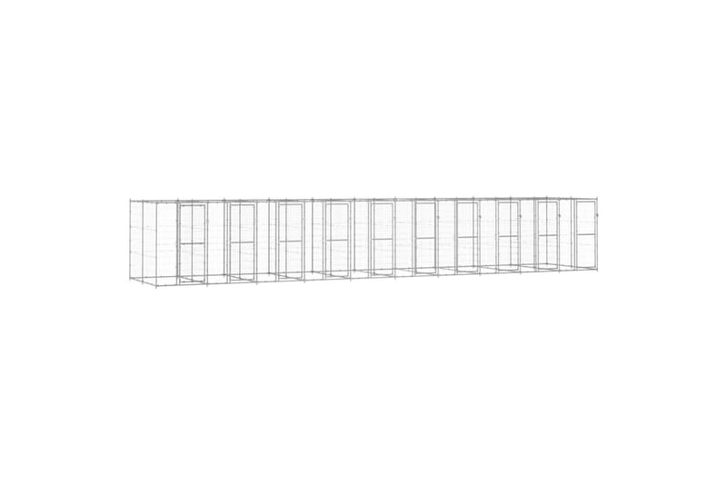 udendørs hundebur 24,2 m² galvaniseret stål - Sølv - Sport & fritid - Til dyrene - Til hund - Hundemøbler