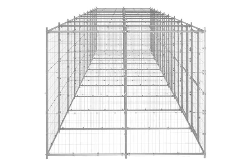 udendørs hundebur 24,2 m² galvaniseret stål - Sølv - Sport & fritid - Til dyrene - Til hund - Hundemøbler