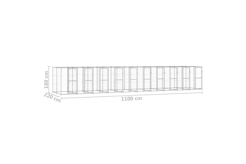 udendørs hundebur 24,2 m² galvaniseret stål - Sølv - Sport & fritid - Til dyrene - Til hund - Hundemøbler