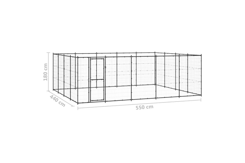 udendørs hundebur 24,2 m² stål - Sort - Sport & fritid - Til dyrene - Til hund - Hundemøbler