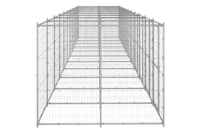 udendørs hundebur 26,62 m² galvaniseret stål - Sølv - Sport & fritid - Til dyrene - Til hund - Hundemøbler