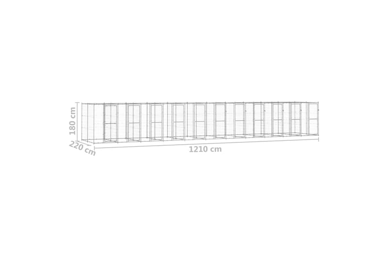 udendørs hundebur 26,62 m² galvaniseret stål - Sølv - Hundemøbler - Hundelåge & hundehegn - Hundehus & hundegård