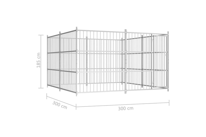 udendørs hundebur 300 x 300 x 185 cm - Sølv - Hundemøbler - Hundehus & hundegård