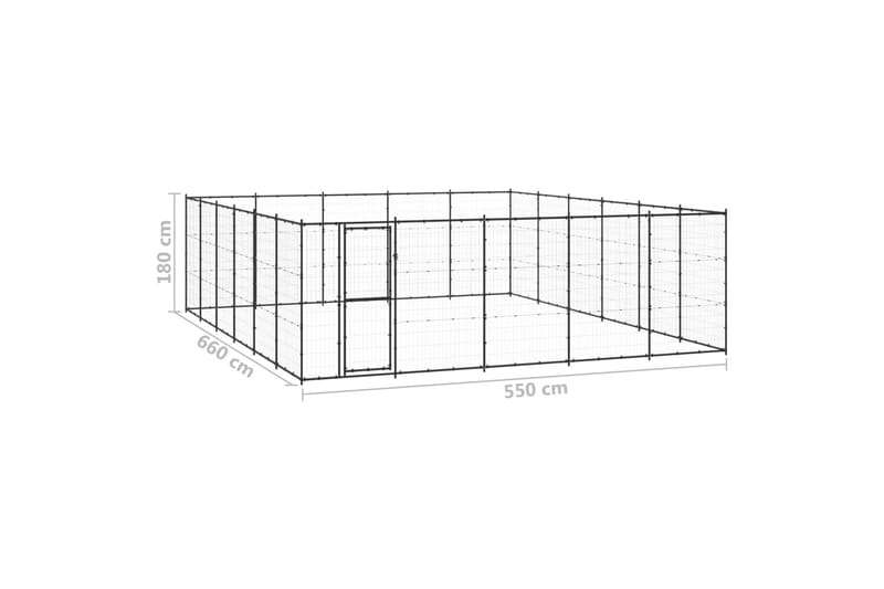 udendørs hundebur 36,3 m² stål - Sort - Sport & fritid - Til dyrene - Til hund - Hundemøbler