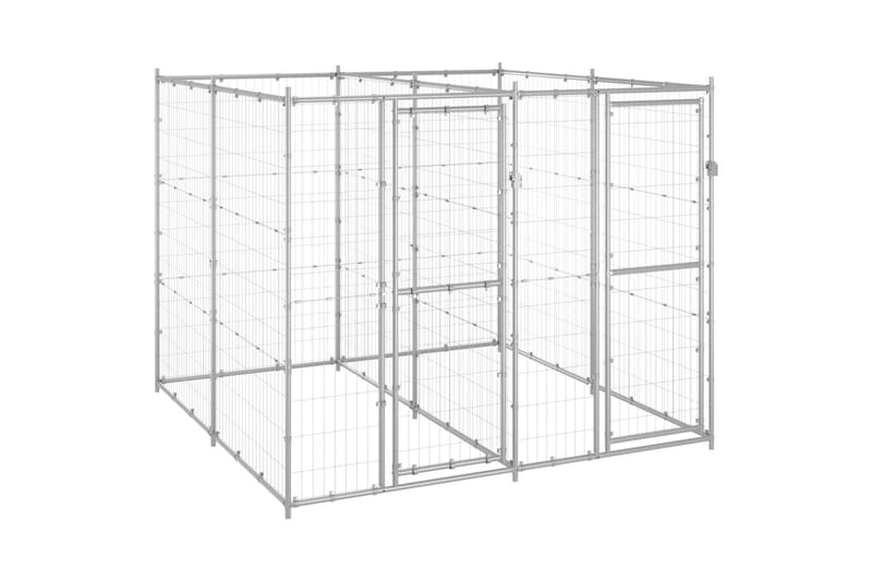 udendørs hundebur 4,84 m² galvaniseret stål - Sølv - Sport & fritid - Til dyrene - Til hund - Hundemøbler