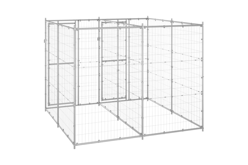 udendørs hundebur 4,84 m² galvaniseret stål - Sølv - Sport & fritid - Til dyrene - Til hund - Hundemøbler