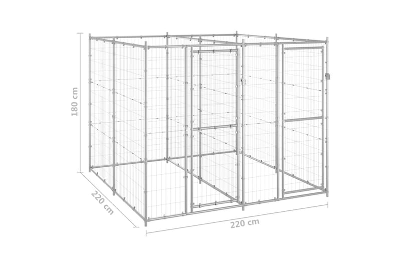 udendørs hundebur 4,84 m² galvaniseret stål - Sølv - Sport & fritid - Til dyrene - Til hund - Hundemøbler