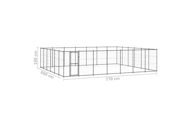 udendørs hundebur 50,82 m² stål - Sort - Sport & fritid - Til dyrene - Til hund - Hundemøbler