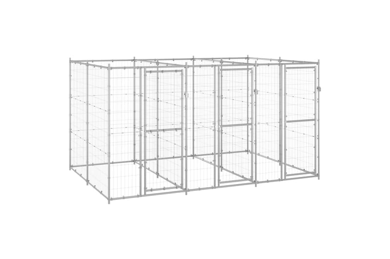 udendørs hundebur 7,26 m² galvaniseret stål - Sølv - Sport & fritid - Til dyrene - Til hund - Hundemøbler