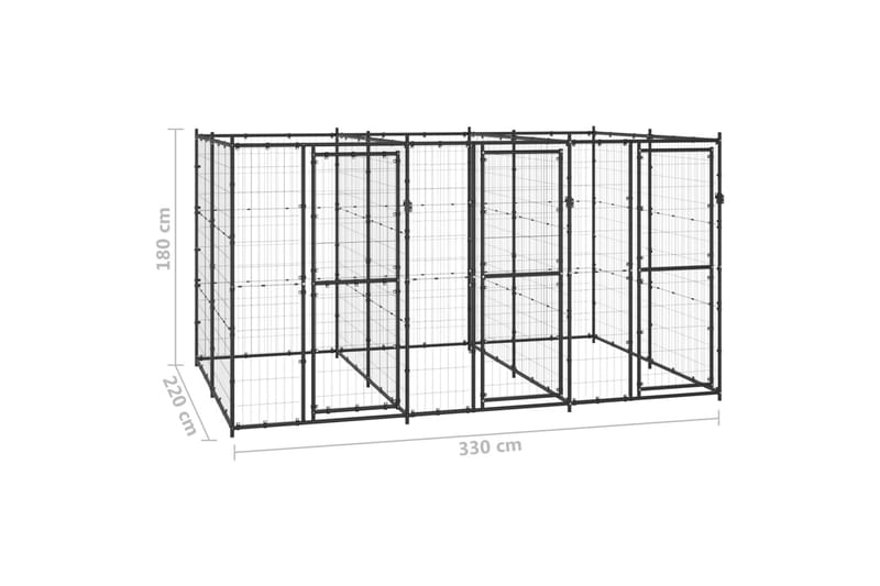 udendørs hundebur 7,26 m² stål - Sort - Sport & fritid - Til dyrene - Til hund - Hundemøbler