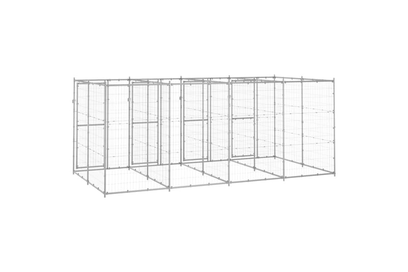 udendørs hundebur 9,68 m² galvaniseret stål - Sølv - Sport & fritid - Til dyrene - Til hund - Hundemøbler