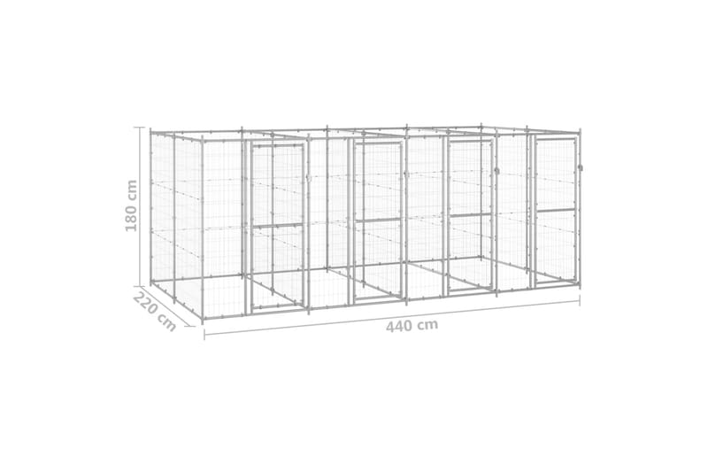 udendørs hundebur 9,68 m² galvaniseret stål - Sølv - Sport & fritid - Til dyrene - Til hund - Hundemøbler