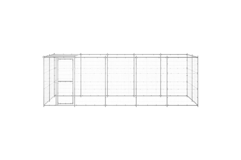 udendørs hundebur med tag 12,1 m² galvaniseret stål - Sølv - Sport & fritid - Til dyrene - Til hund - Hundemøbler