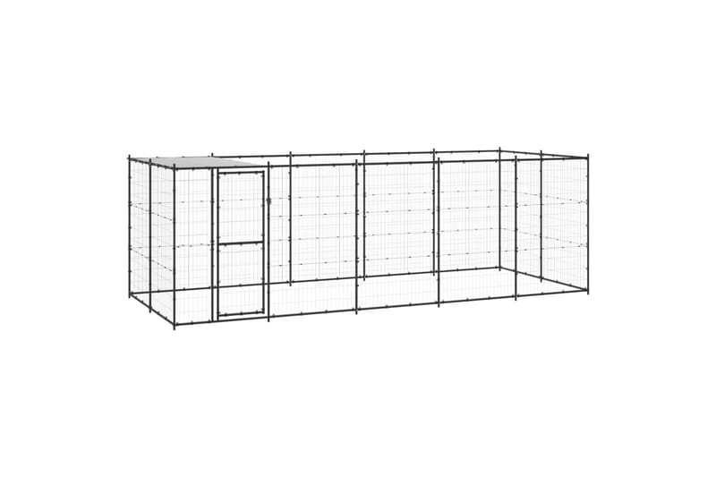 udendørs hundebur med tag 12,1 m² stål - Sort - Sport & fritid - Til dyrene - Til hund - Hundemøbler