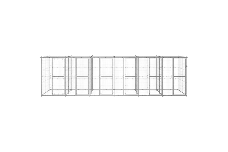 udendørs hundebur med tag 14,52 m² galvaniseret stål - Sølv - Sport & fritid - Til dyrene - Til hund - Hundemøbler