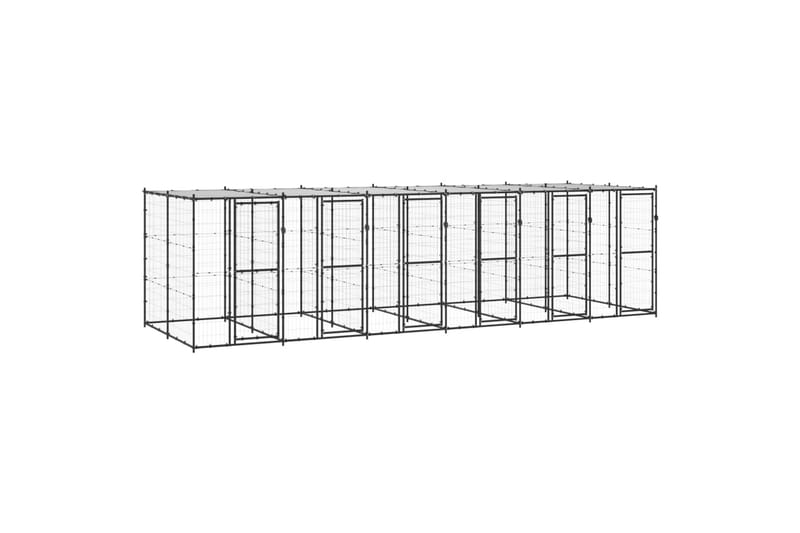 udendørs hundebur med tag 14,52 m² stål - Sort - Sport & fritid - Til dyrene - Til hund - Hundemøbler