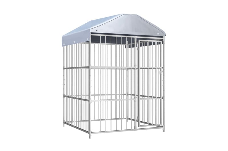 udendørs hundebur med tag 150 x 150 x 200 cm - Sølv - Sport & fritid - Til dyrene - Til hund - Hundemøbler