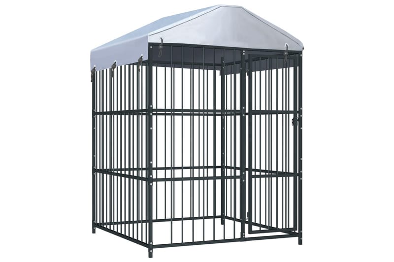 udendørs hundebur med tag 150 x 150 x 210 cm - Sort - Sport & fritid - Til dyrene - Til hund - Hundemøbler