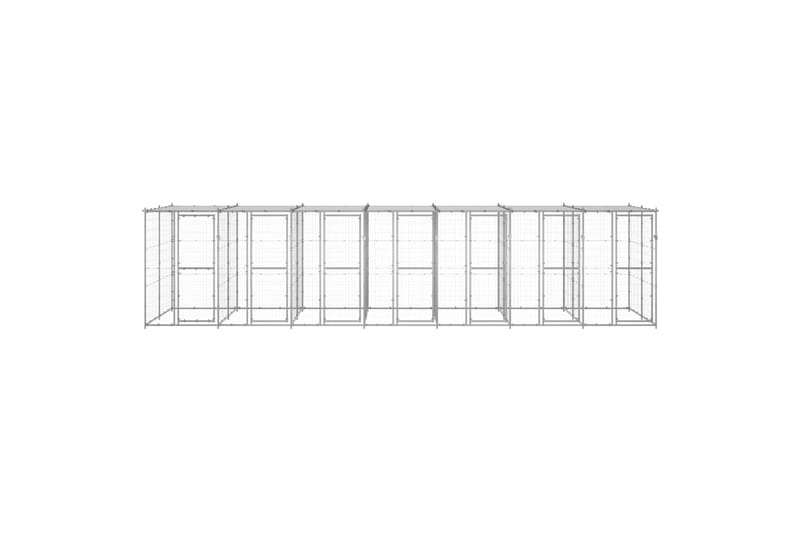 udendørs hundebur med tag 16,94 m² galvaniseret stål - Sølv - Hundemøbler - Hundelåge & hundehegn - Hundehus & hundegård