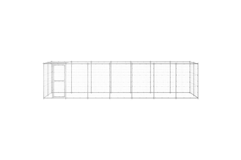 udendørs hundebur med tag 16,94 m² galvaniseret stål - Sølv - Sport & fritid - Til dyrene - Til hund - Hundemøbler
