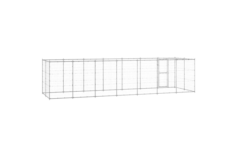 udendørs hundebur med tag 16,94 m² galvaniseret stål - Sølv - Sport & fritid - Til dyrene - Til hund - Hundemøbler