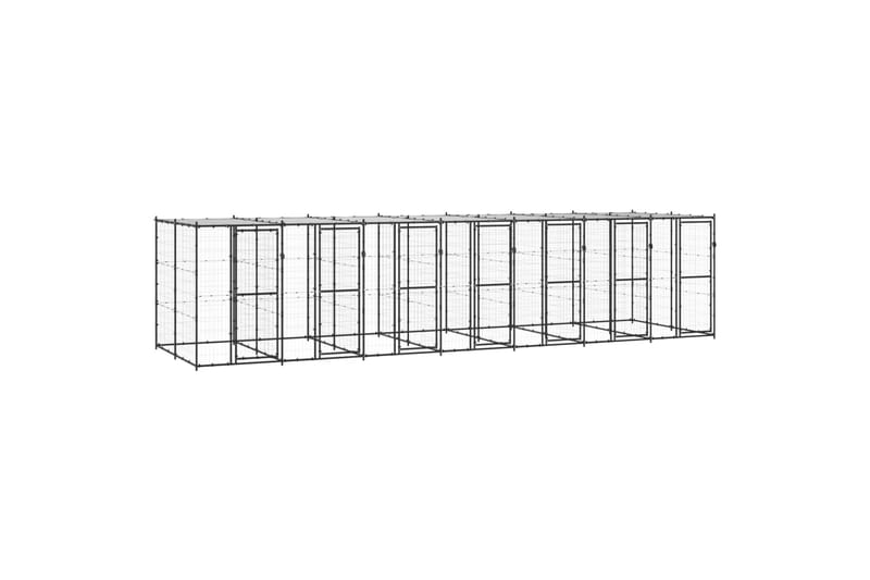 udendørs hundebur med tag 16,94 m² stål - Sort - Sport & fritid - Til dyrene - Til hund - Hundemøbler