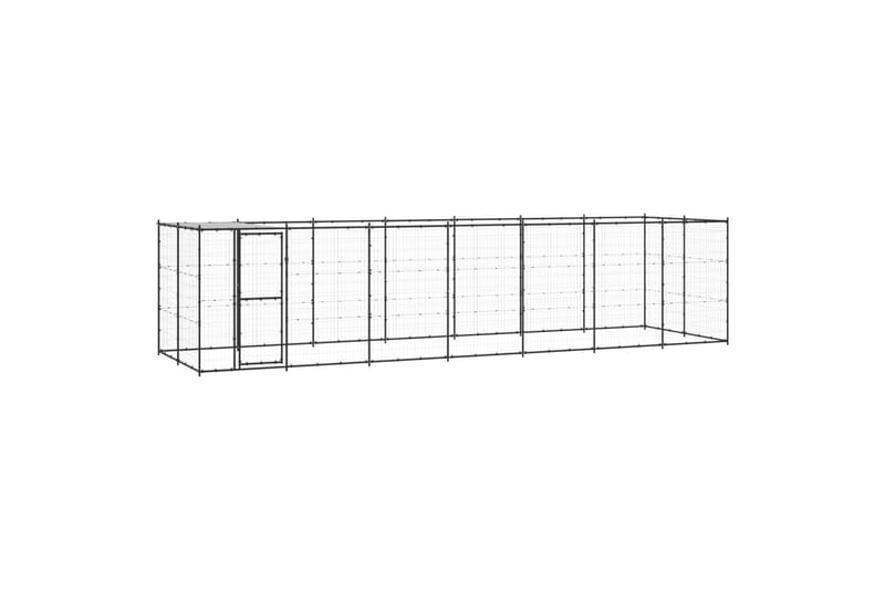 udendørs hundebur med tag 16,94 m² stål - Sort - Sport & fritid - Til dyrene - Til hund - Hundemøbler