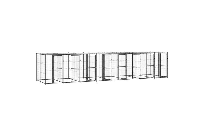 udendørs hundebur med tag 19,36 m² stål - Sort - Sport & fritid - Til dyrene - Til hund - Hundemøbler