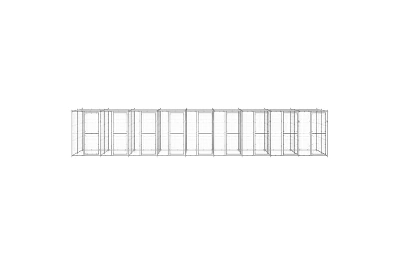 udendørs hundebur med tag 21,78 m² galvaniseret stål - Sølv - Sport & fritid - Til dyrene - Til hund - Hundemøbler