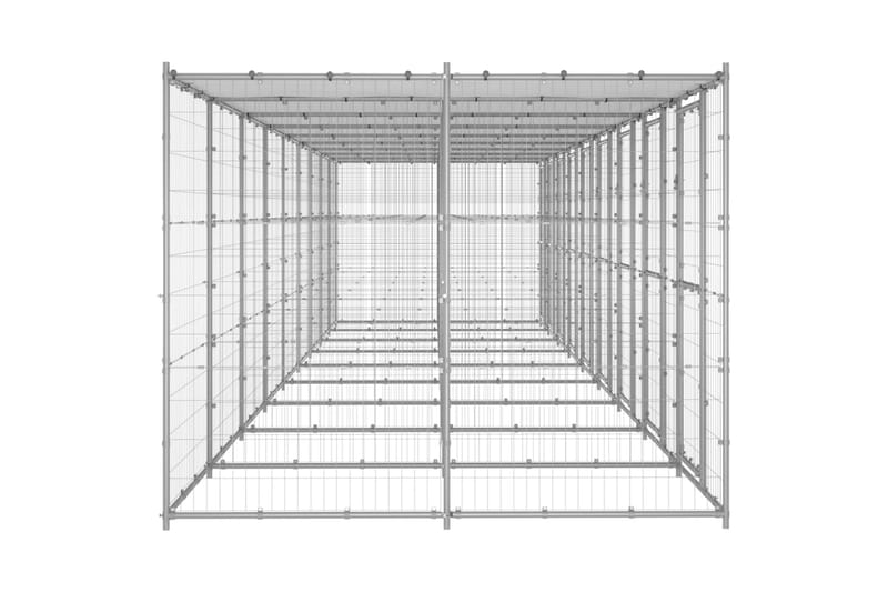 udendørs hundebur med tag 21,78 m² galvaniseret stål - Sølv - Sport & fritid - Til dyrene - Til hund - Hundemøbler