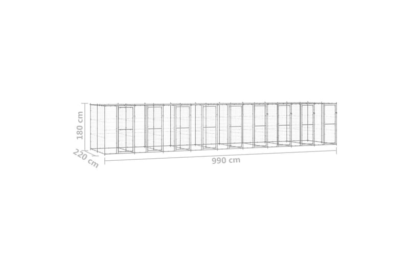 udendørs hundebur med tag 21,78 m² galvaniseret stål - Sølv - Sport & fritid - Til dyrene - Til hund - Hundemøbler