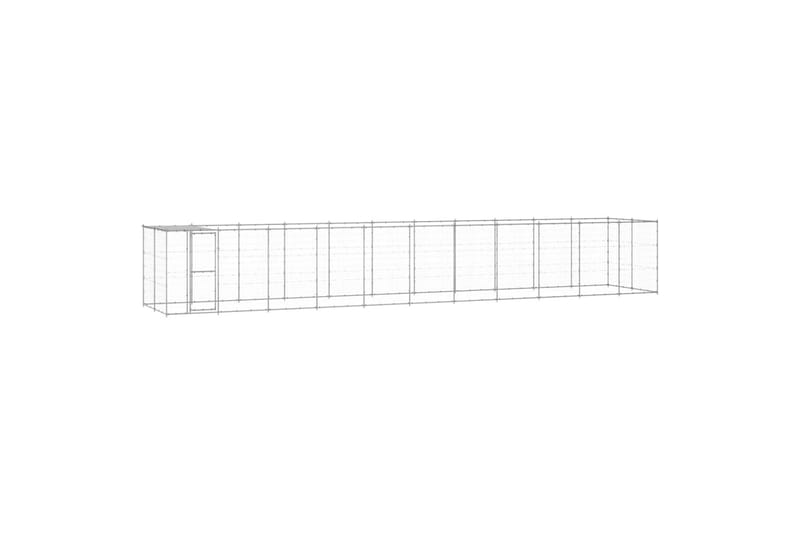 udendørs hundebur med tag 26,62 m² galvaniseret stål - Sølv - Sport & fritid - Til dyrene - Til hund - Hundemøbler