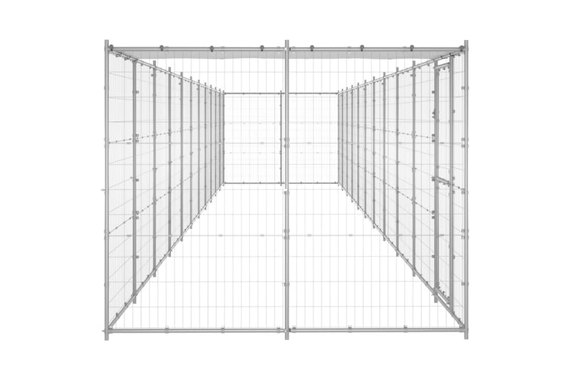 udendørs hundebur med tag 26,62 m² galvaniseret stål - Sølv - Sport & fritid - Til dyrene - Til hund - Hundemøbler